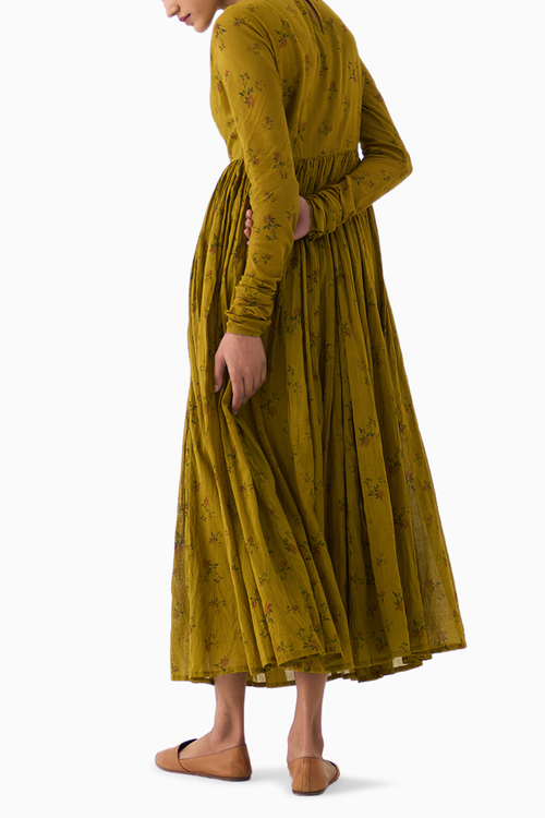 Chintz Ochre Yellow Ghoomar Anarkali
