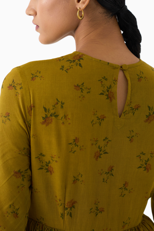 Chintz Ochre Yellow Ghoomar Anarkali
