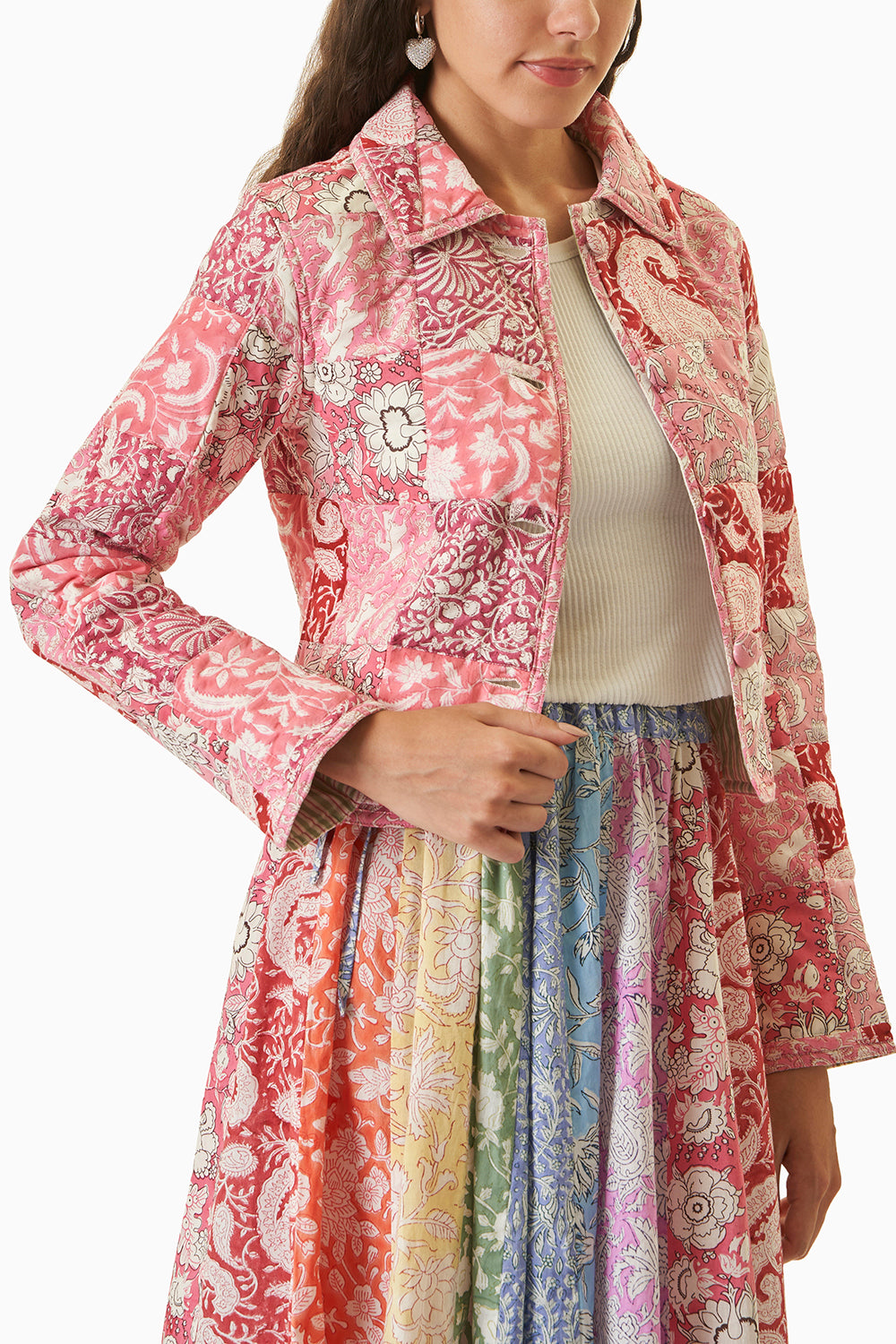 Pink Patchwork Quilted Jacket