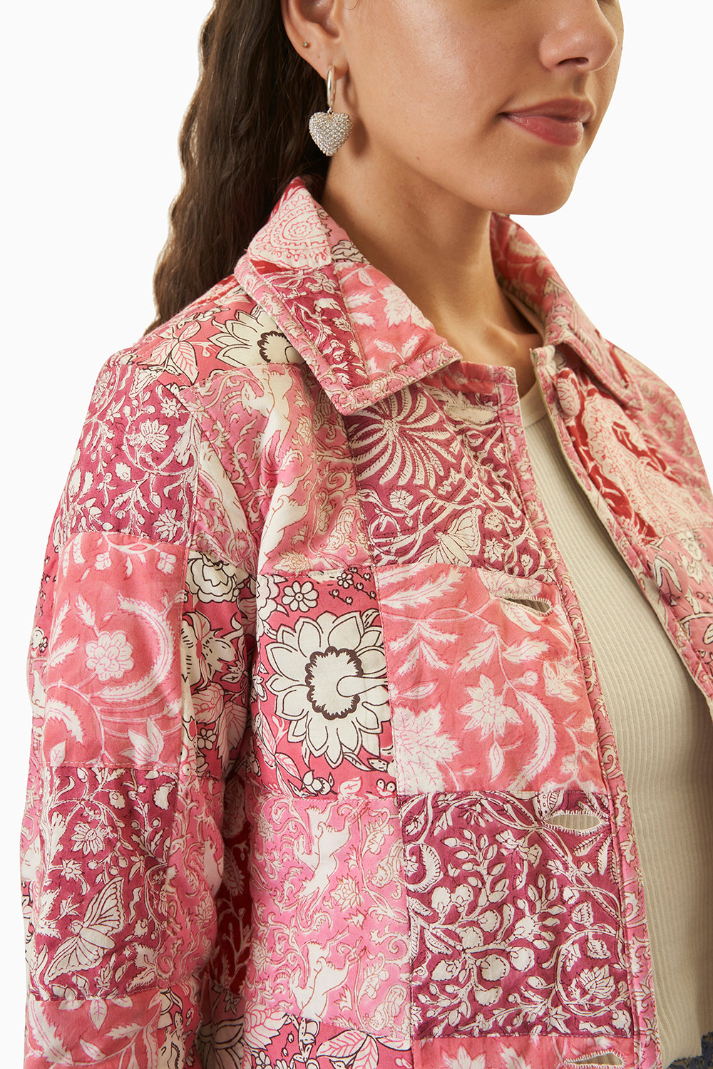 Pink Patchwork Quilted Jacket