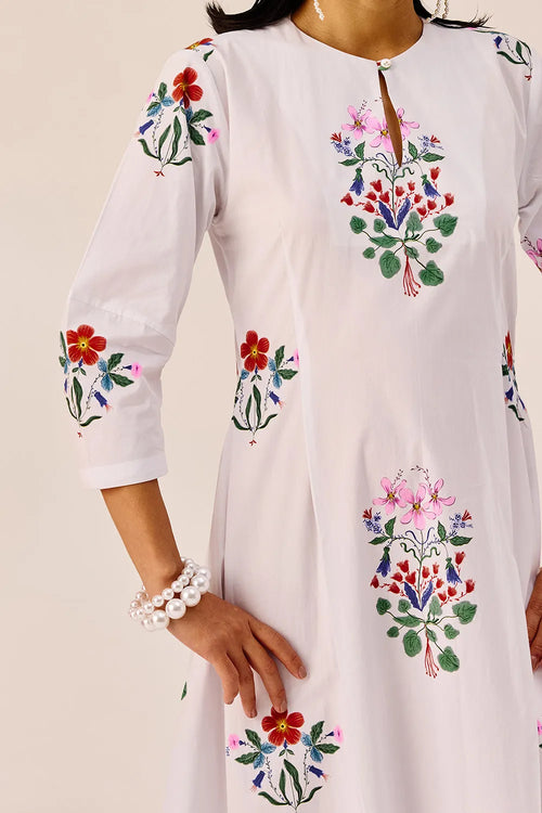 White Garden Embroidered Maxi Dress