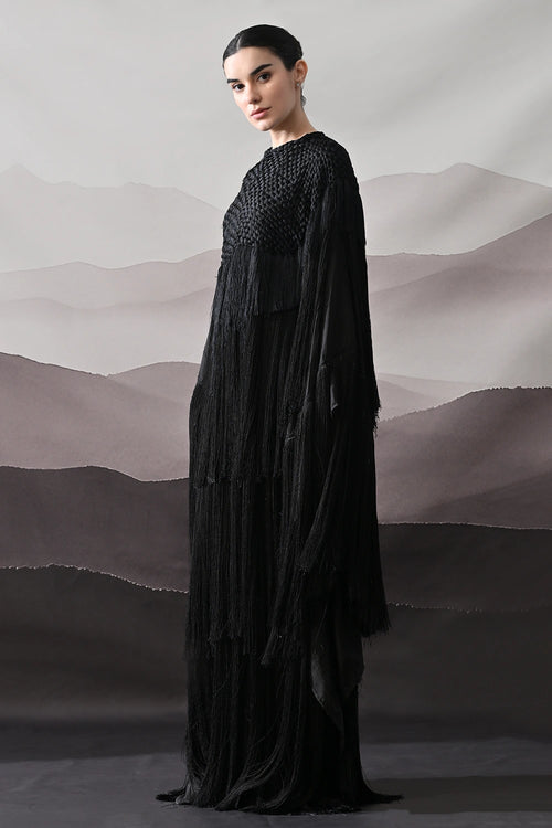Black Gown With Handworked Yoke
