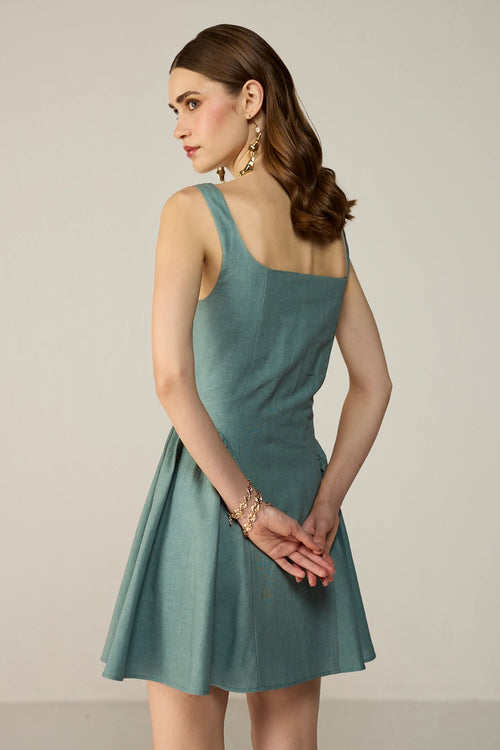 Teal Leya Mini Dress