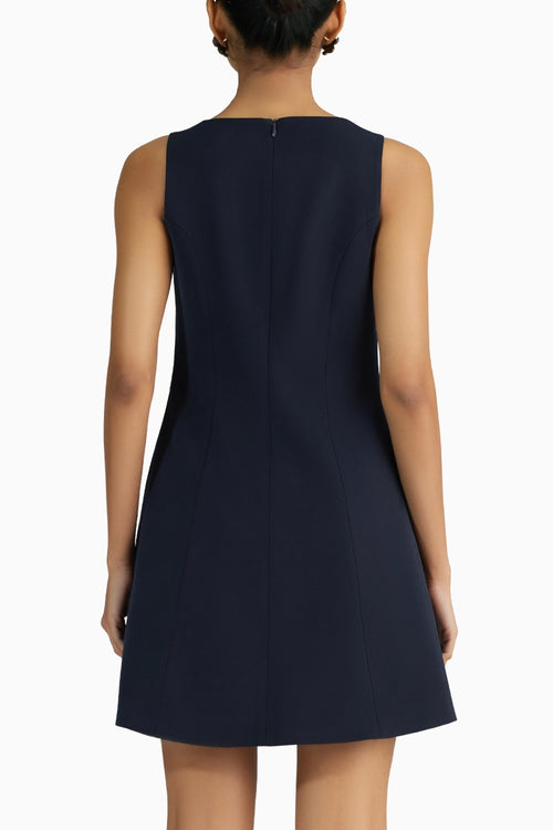 Navy Blue Stretch Suiting Mini Dress