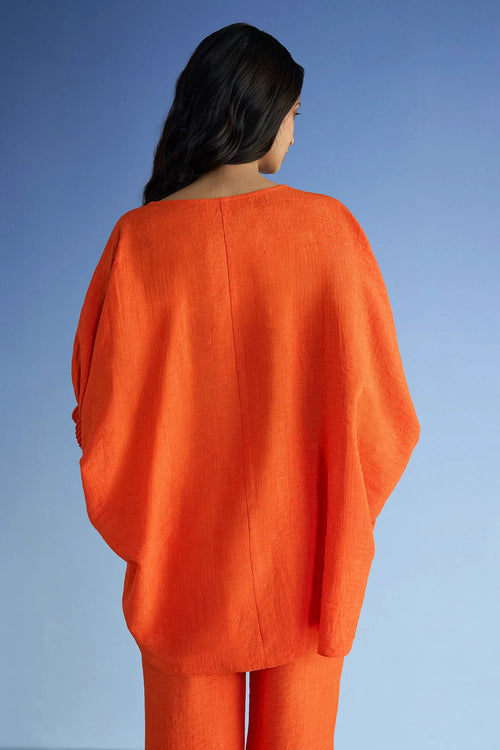 Linen-Textured Longline Boxy Fit Top
