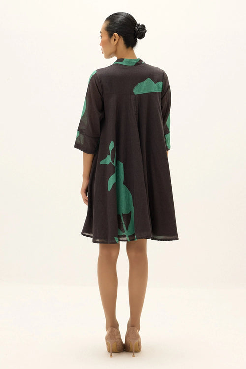 Brown Green Terrarium Dress