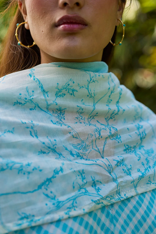 Once-Upon-a-Garden Blue Dupatta
