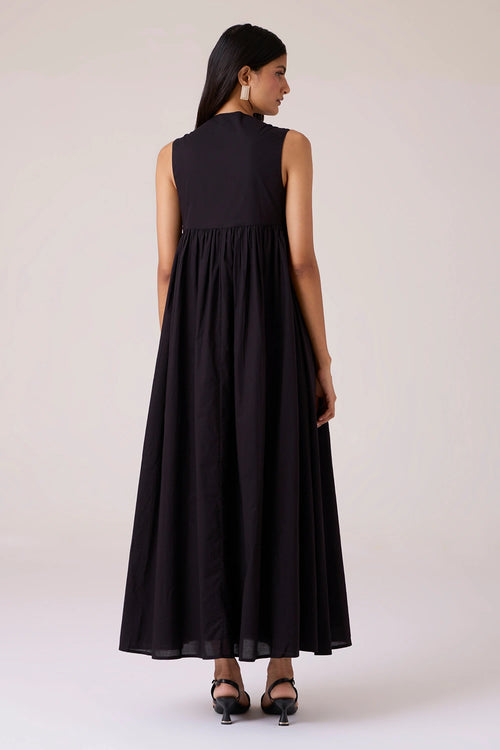 Themis Black Embroidered Dress