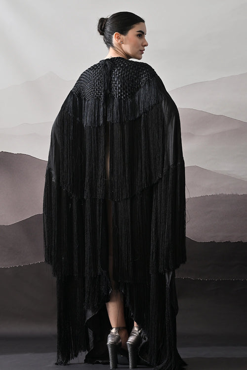 Black Gown With Handworked Yoke