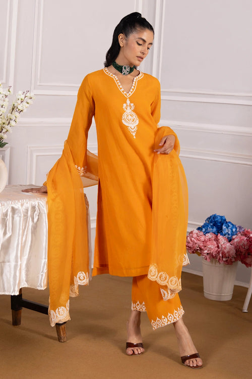 Adaa Orange Suit Set