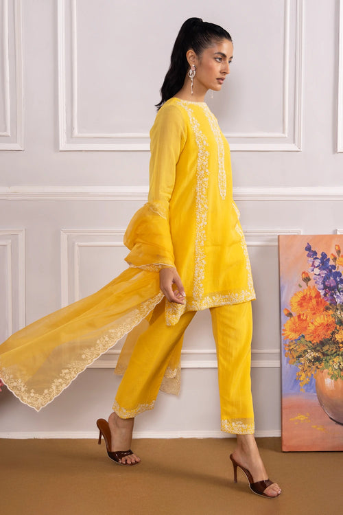 Nikhaar Mustard Kurta Set