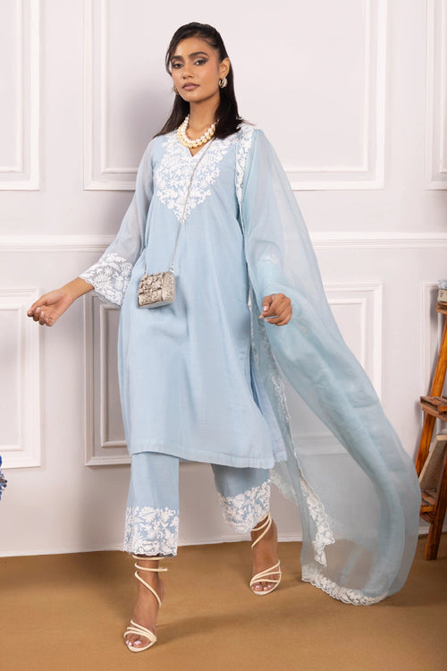 Jheel Light Blue Kurta Set