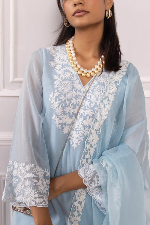 Jheel Light Blue Kurta Set
