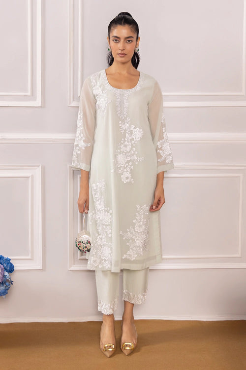 Resham Grey Kurta Set