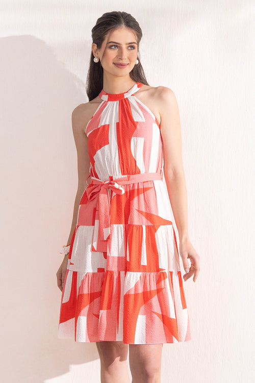 Coral Geo Short Dress