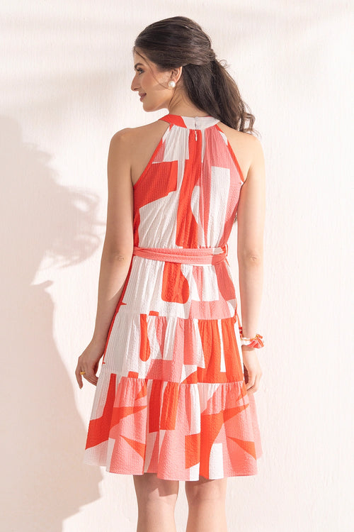 Coral Geo Short Dress