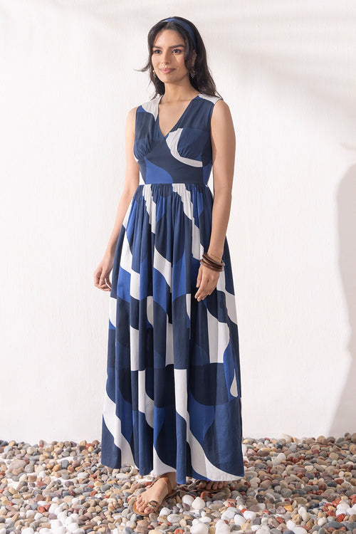 Navy Geo Maxi Dress