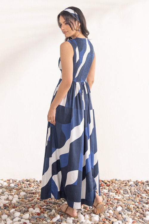 Navy Geo Maxi Dress