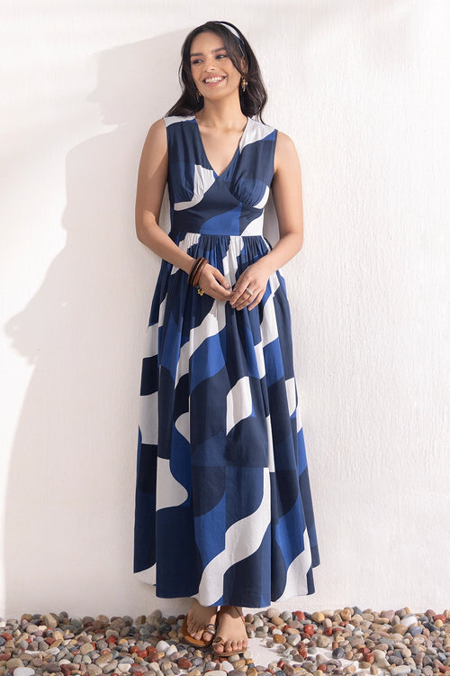 Navy Geo Maxi Dress