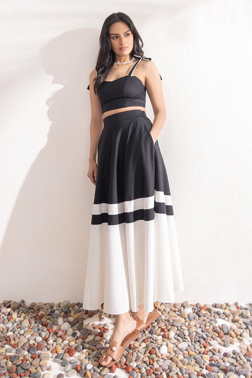 Black And White Skirt Set