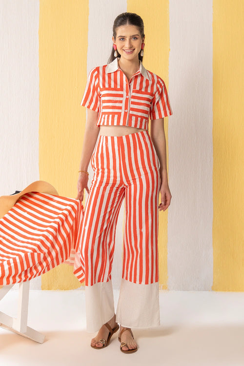 Red And White Striped Co-ord Set