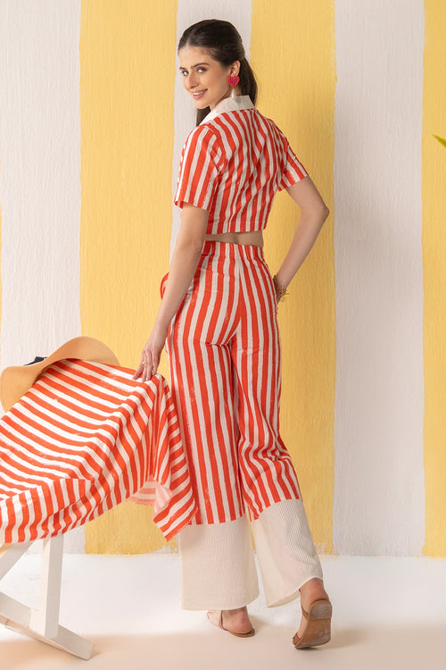Red And White Striped Co-ord Set