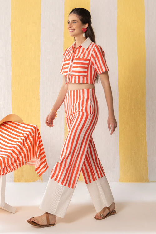Red And White Striped Co-ord Set