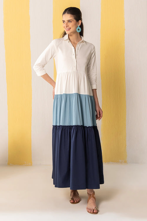 Blue And White Maxi Dress