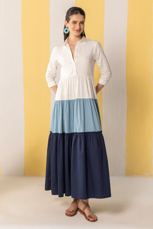 Blue And White Maxi Dress