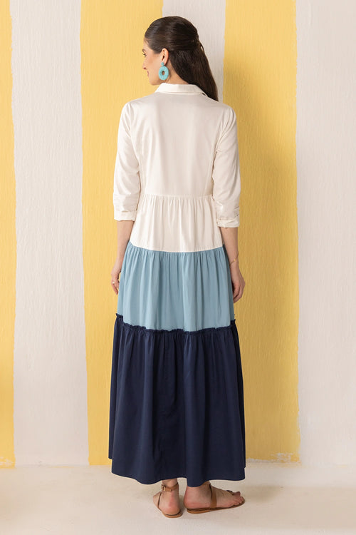 Blue And White Maxi Dress