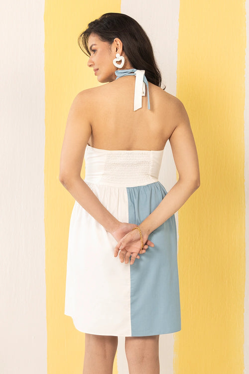 Blue And White Short Dress