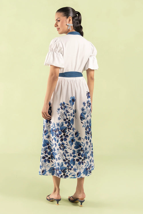 Blue Floral Midi Dress