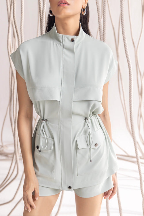 Minty Blue Four Pocket Short Set