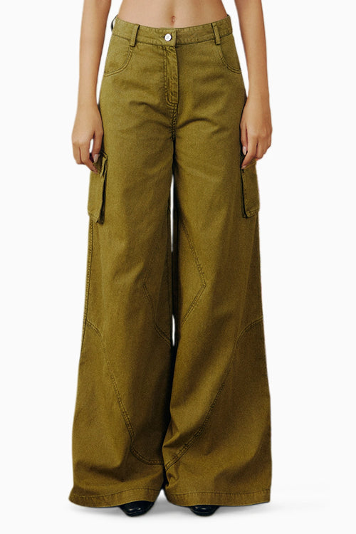 Washed Twill Flared Pants