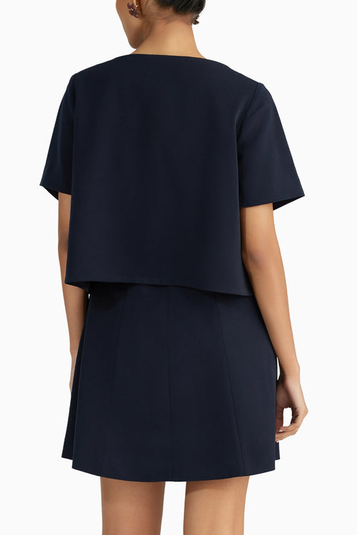 Navy Blue Stretch Suiting Jacket Top