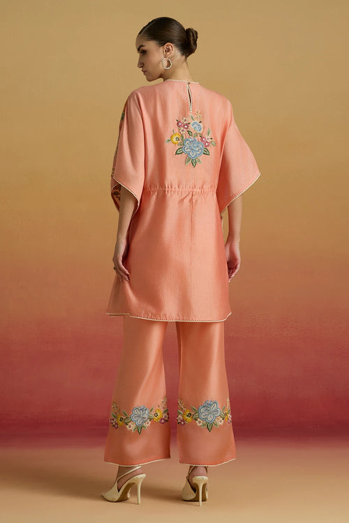 Apricot Contrast Paisley Kaftans with Sheer Detail Amaryllis Pants