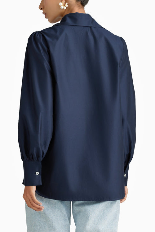 Navy Blue Bishop Sleeved Shirt