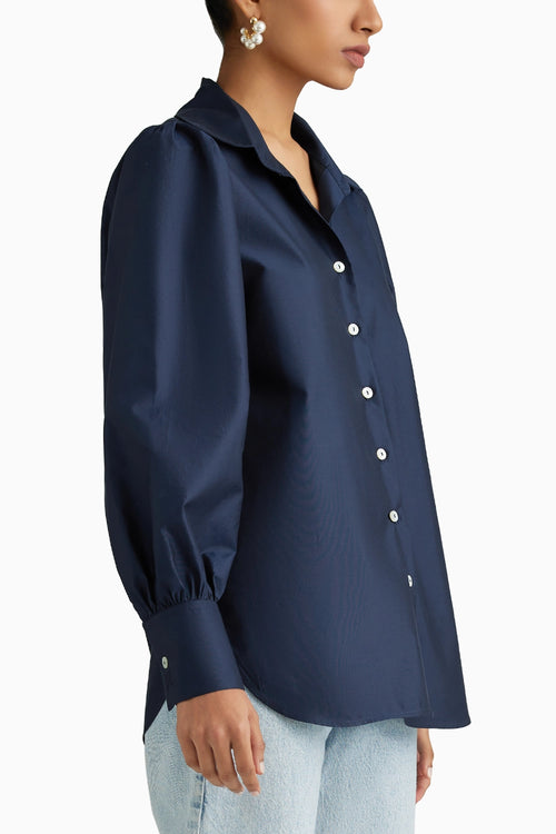 Navy Blue Bishop Sleeved Shirt