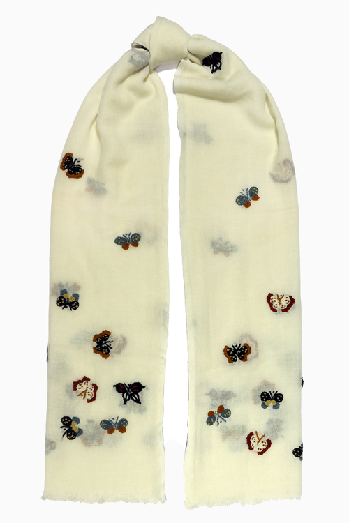 White Butterfly Wool Scarf