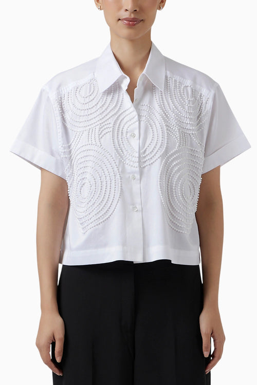 Celeste White Crop Shirt