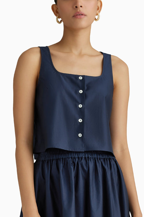 Navy Blue Cropped Sleeveless Top