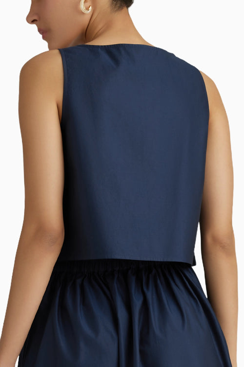 Navy Blue Cropped Sleeveless Top
