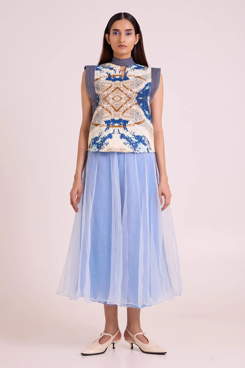 Niloy Drift Away Divided Skirt And Square Top