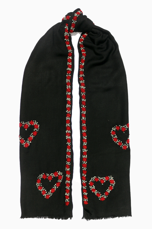 Black Heart Wool Scarf