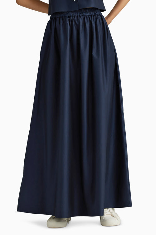 Navy Blue Cotton Maxi Skirt