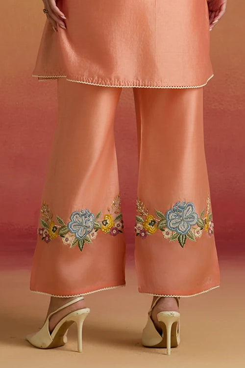Apricot Floral Sheer Detail Amaryllis Pants