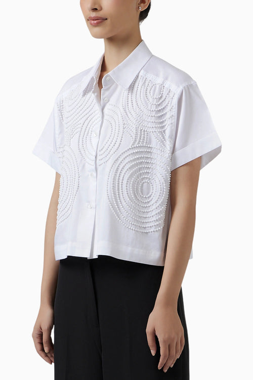 Celeste White Crop Shirt