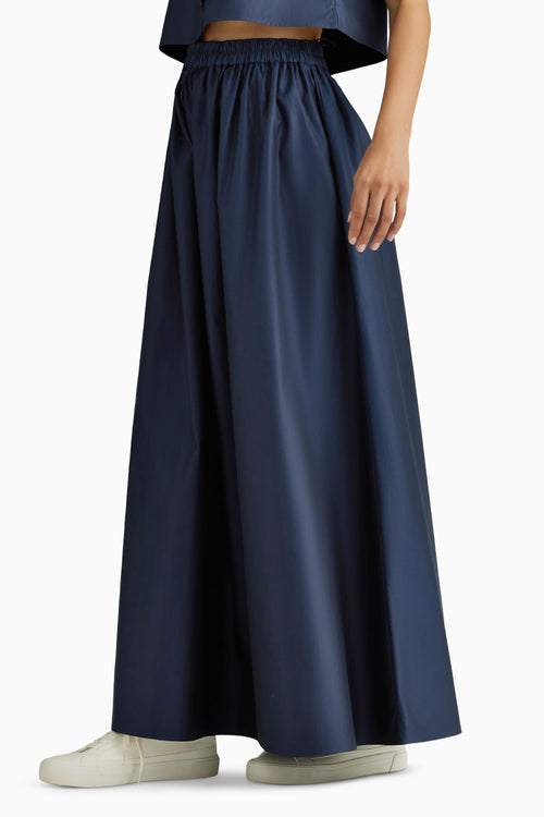 Navy Blue Cotton Maxi Skirt