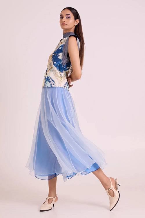 Niloy Drift Away Divided Skirt And Square Top