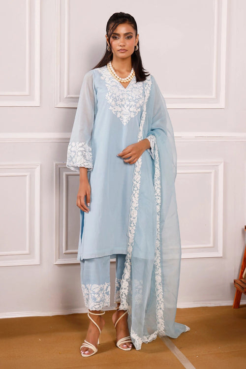 Jheel Light Blue Kurta Set